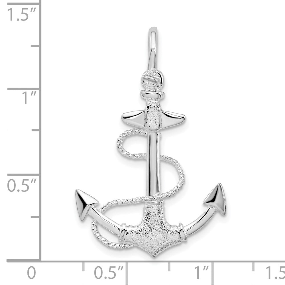 FJC Finejewelers 925 Sterling Silver d Polished/Textured 3D Anchor with Rope Charm 33 x 22 mm