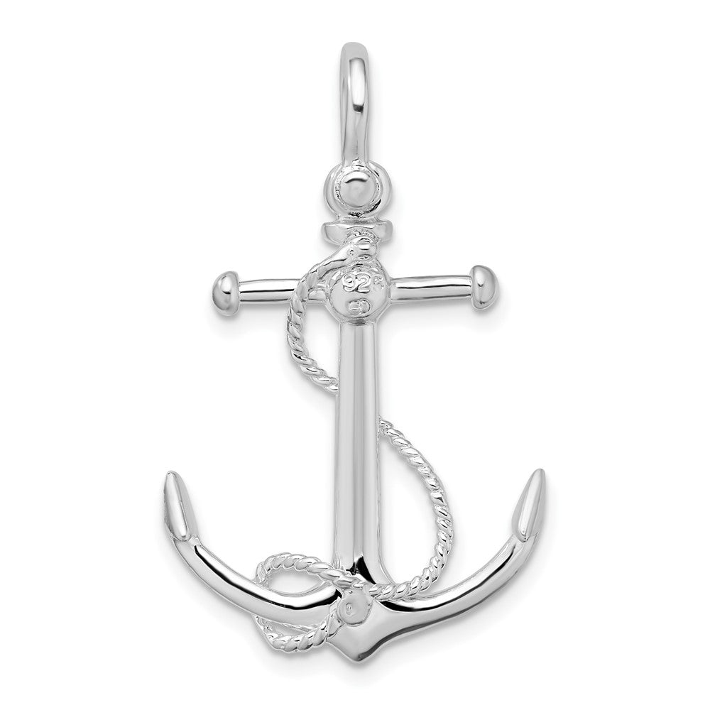 FJC Finejewelers 925 Sterling Silver Rhodium Plated Polished 3D Anchor with Rope Charm 32 x 20 mm
