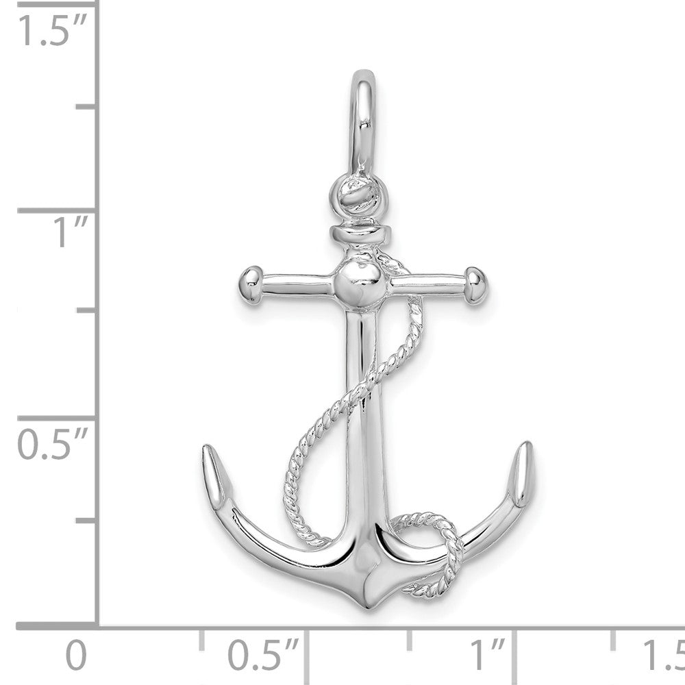 FJC Finejewelers 925 Sterling Silver Rhodium Plated Polished 3D Anchor with Rope Charm 32 x 20 mm