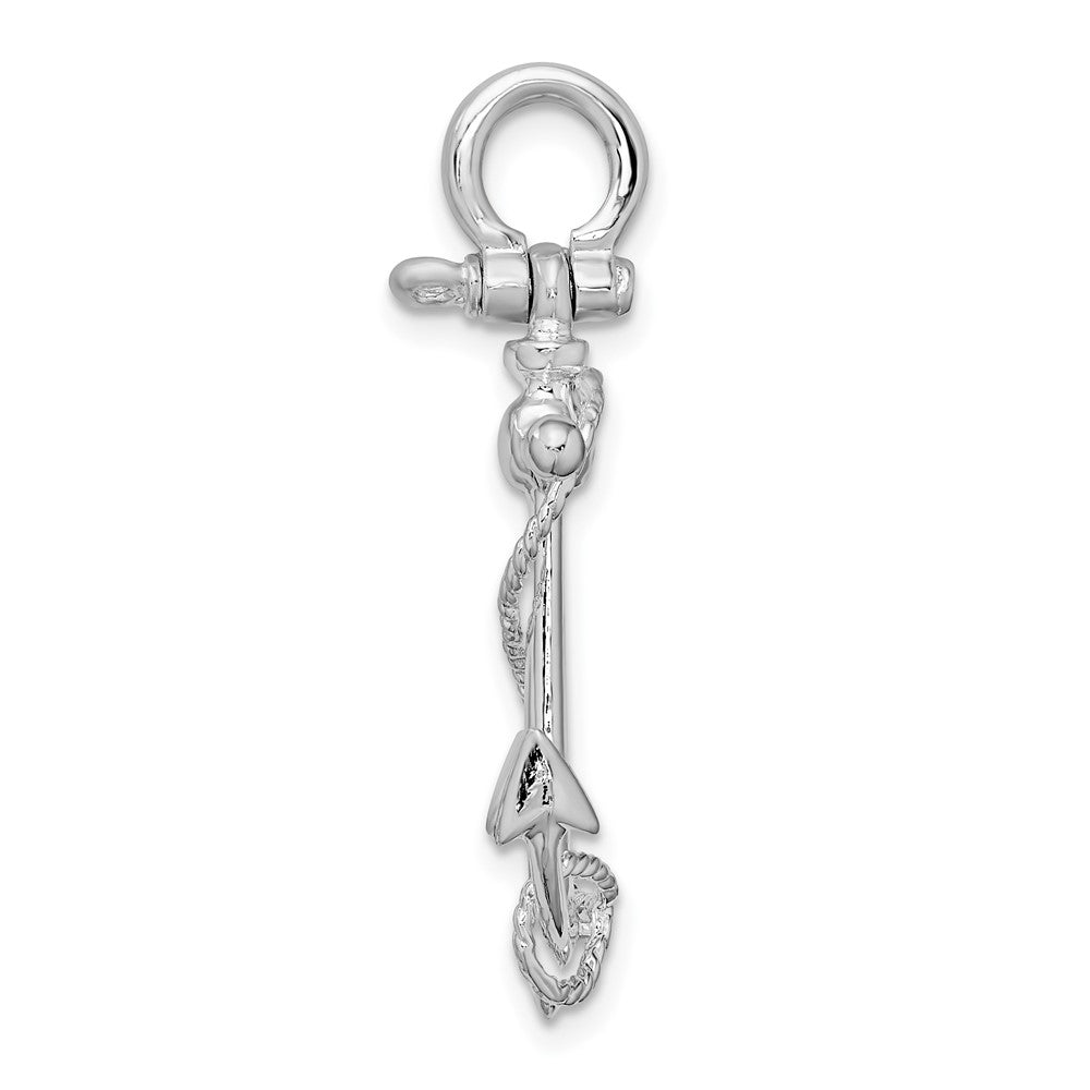 FJC Finejewelers 925 Sterling Silver Rhodium Plated Polished 3D Anchor with Rope Charm 32 x 20 mm