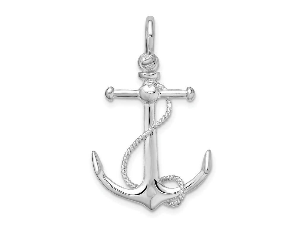 FJC Finejewelers 925 Sterling Silver Rhodium Plated Polished 3D Anchor with Rope Charm 32 x 20 mm