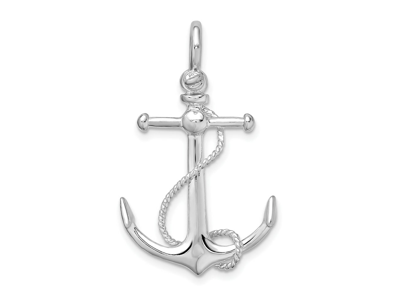 FJC Finejewelers 925 Sterling Silver Rhodium Plated Polished 3D Anchor with Rope Charm 32 x 20 mm
