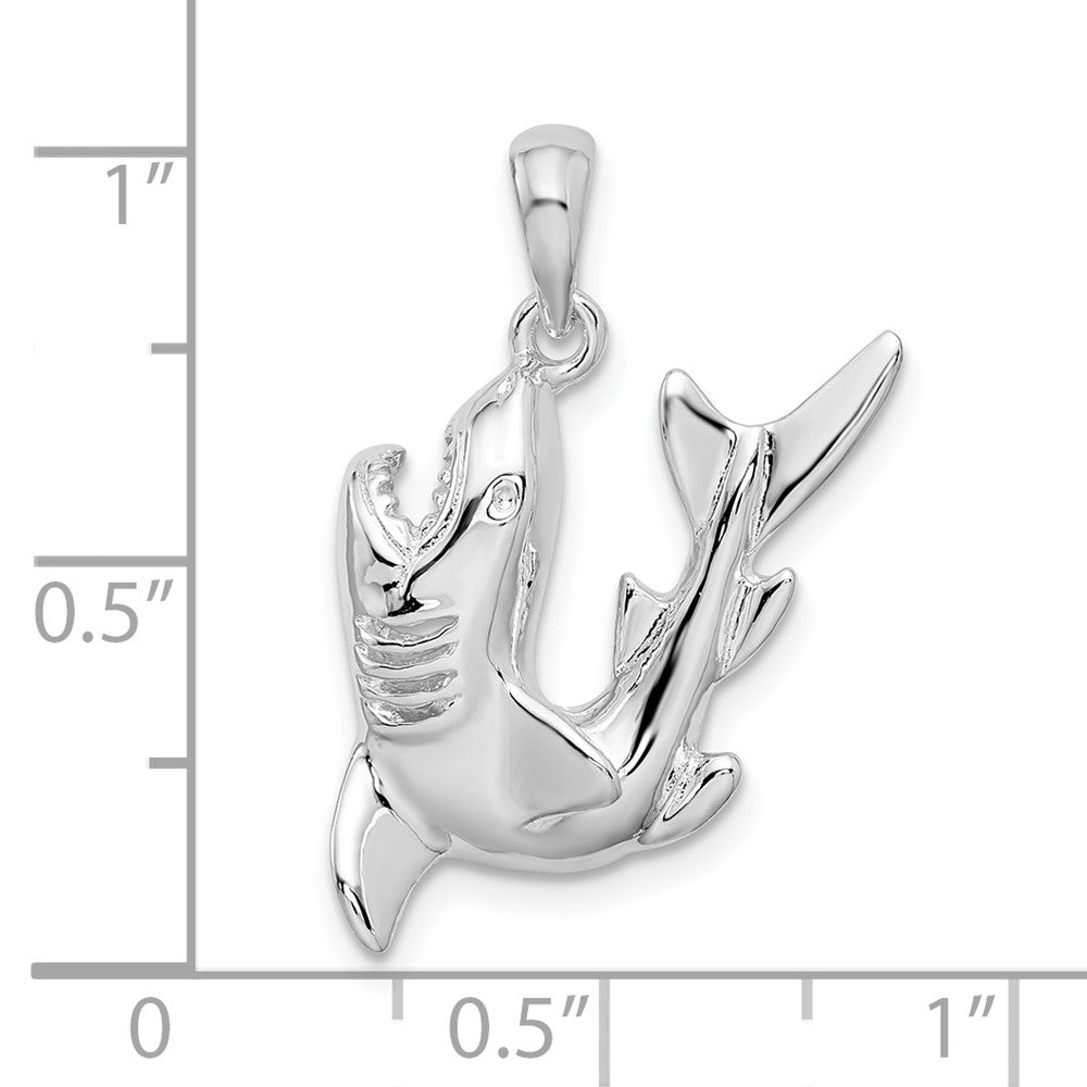 FJC Finejewelers 925 Sterling Silver Rhodium Plated Polished Jumping Shark Charm 25 x 18 mm