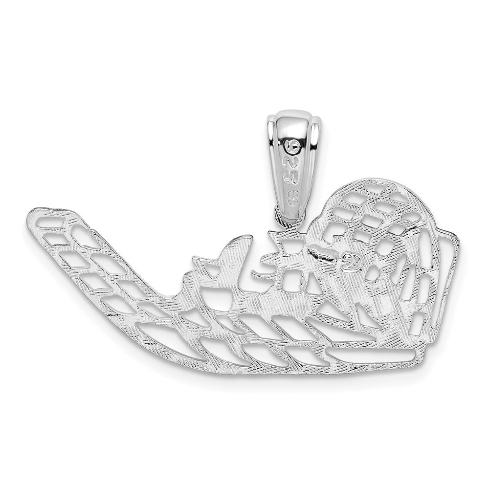 FJC Finejewelers 925 Sterling Silver Rhodium Plated Polished Cut-out Flat Airboat Charm 22 x 35 mm