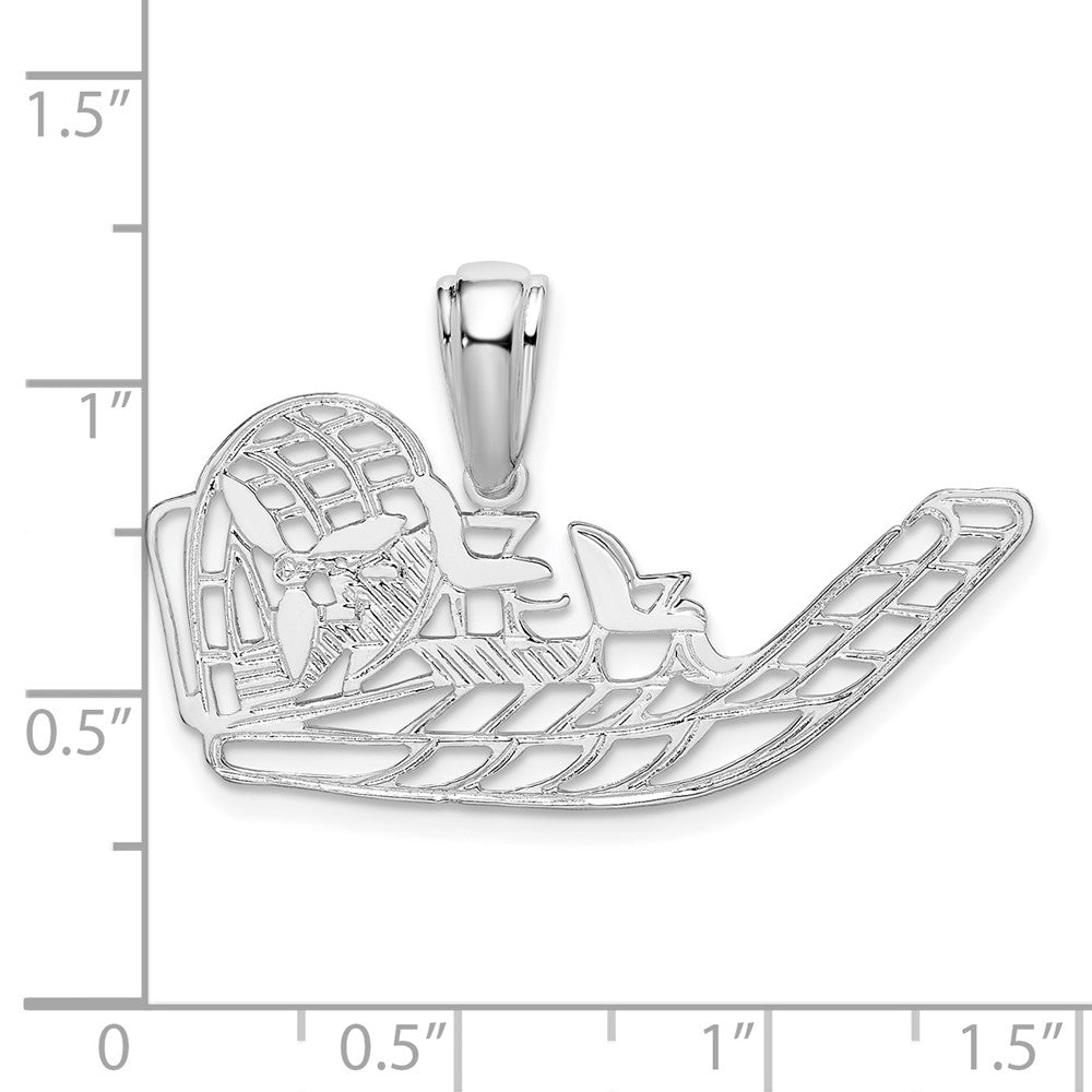 FJC Finejewelers 925 Sterling Silver Rhodium Plated Polished Cut-out Flat Airboat Charm 22 x 35 mm