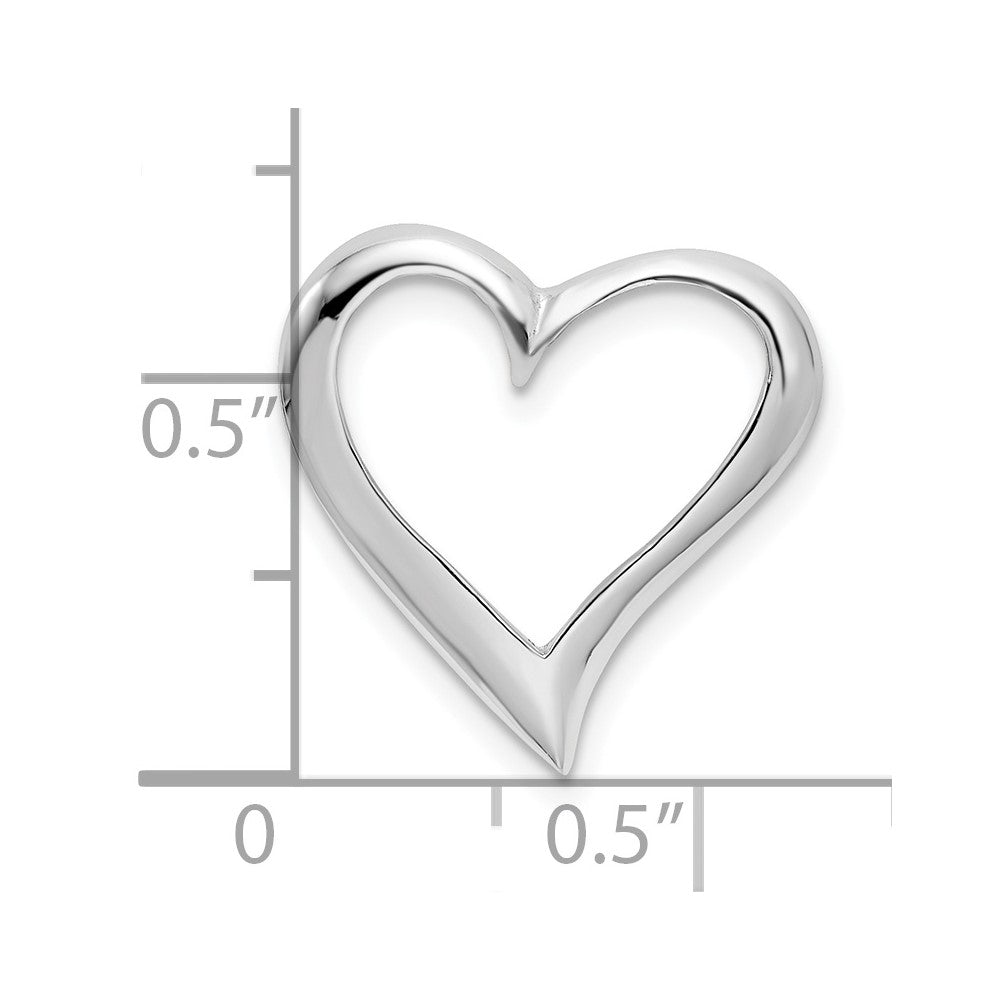 FJC Finejewelers 925 Sterling Silver Rhodium Plated Polished Large Floating Heart Charm