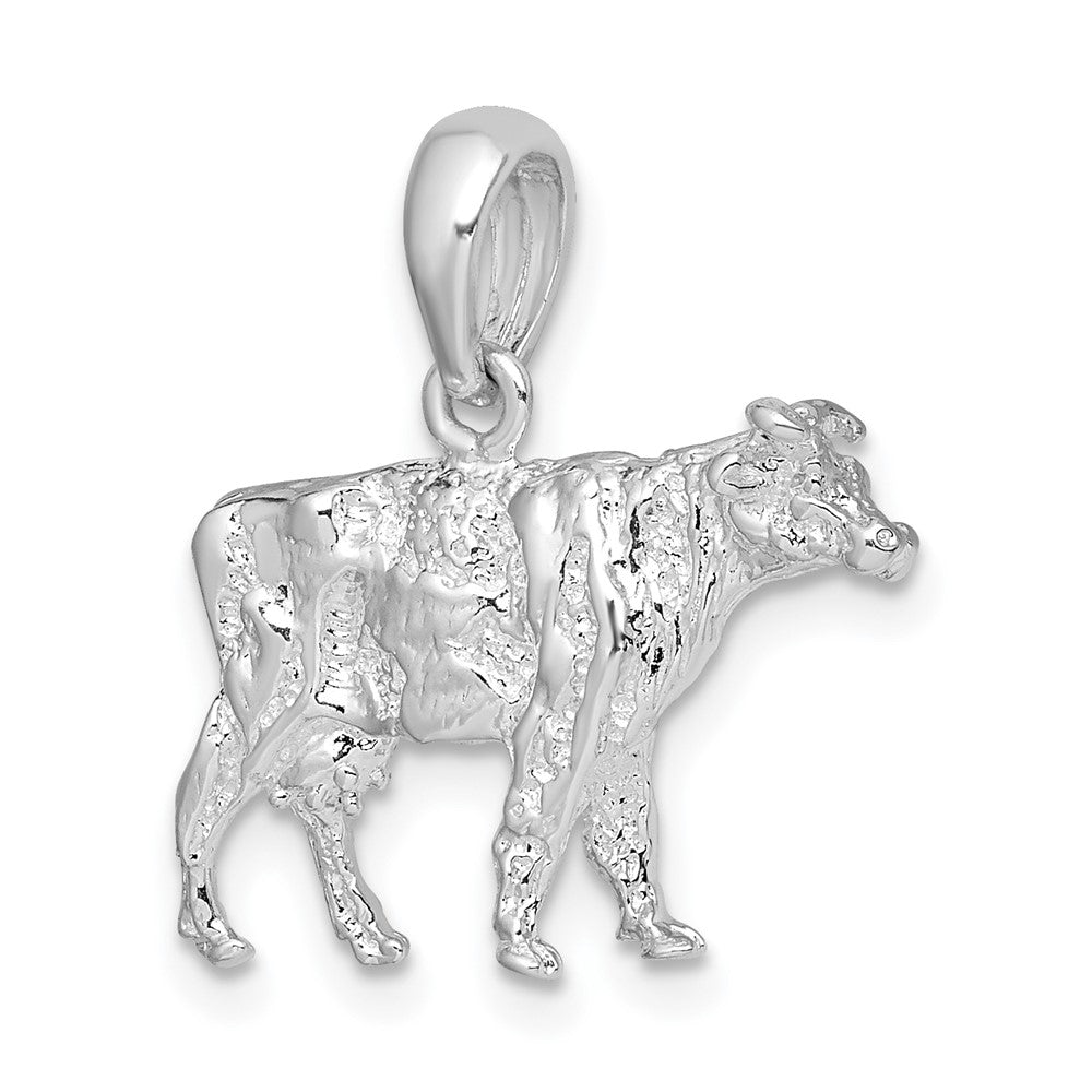 FJC Finejewelers 925 Sterling Silver Rhodium Plated Polished 3D Cow Charm 20 mm