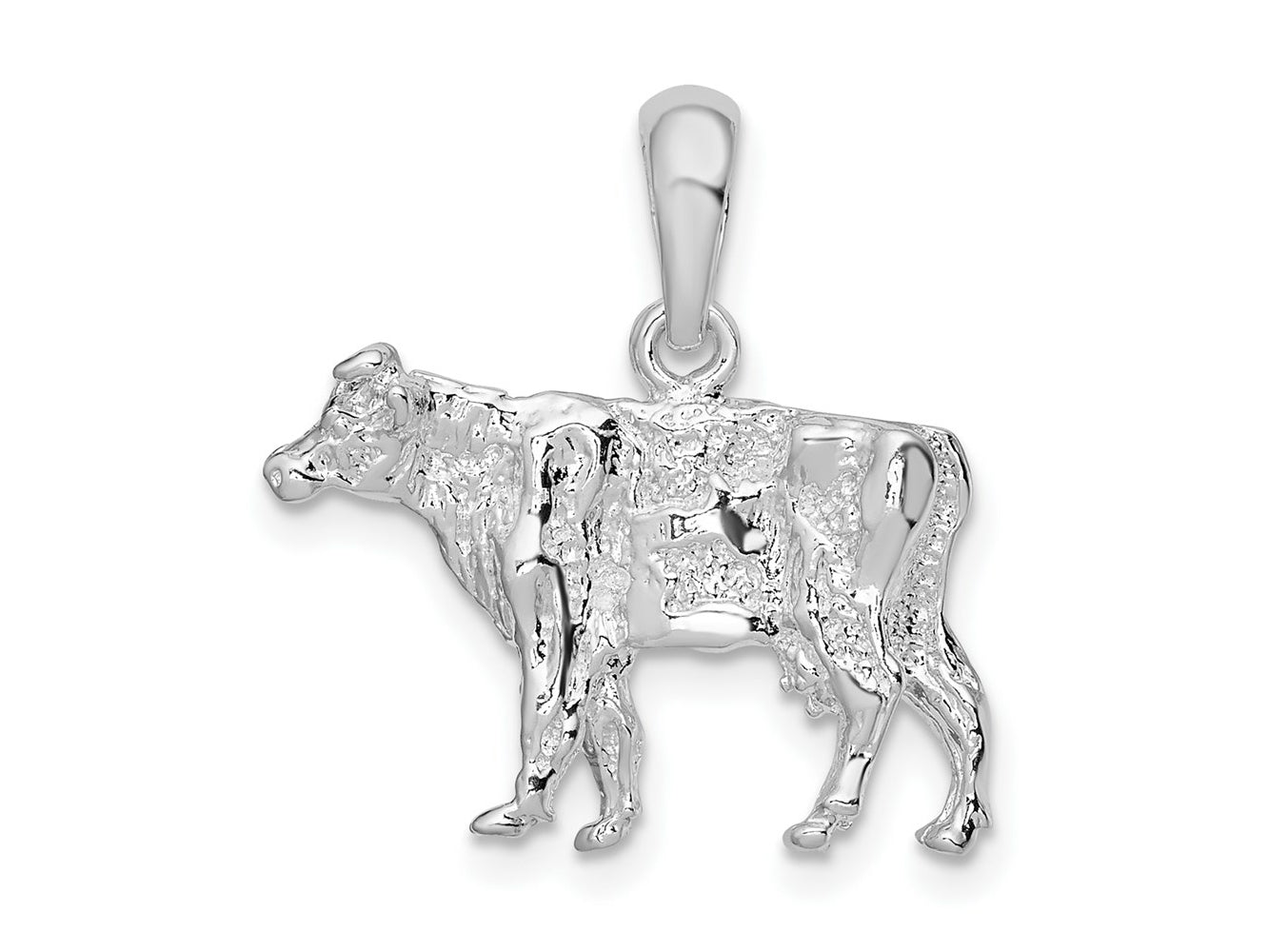 FJC Finejewelers 925 Sterling Silver Rhodium Plated Polished 3D Cow Charm 20 mm