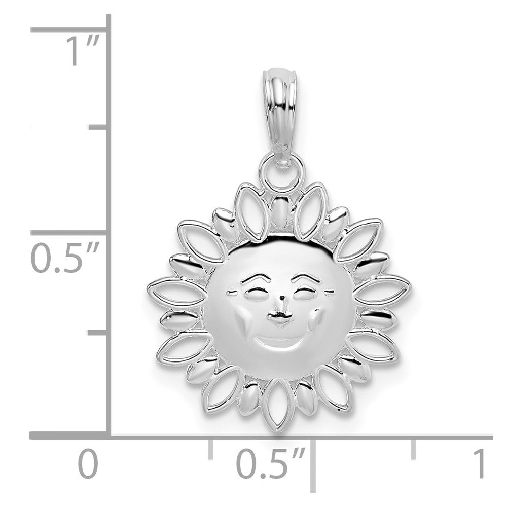 FJC Finejewelers 925 Sterling Silver Rhodium Plated Polished Smiling Sun Charm 15 mm