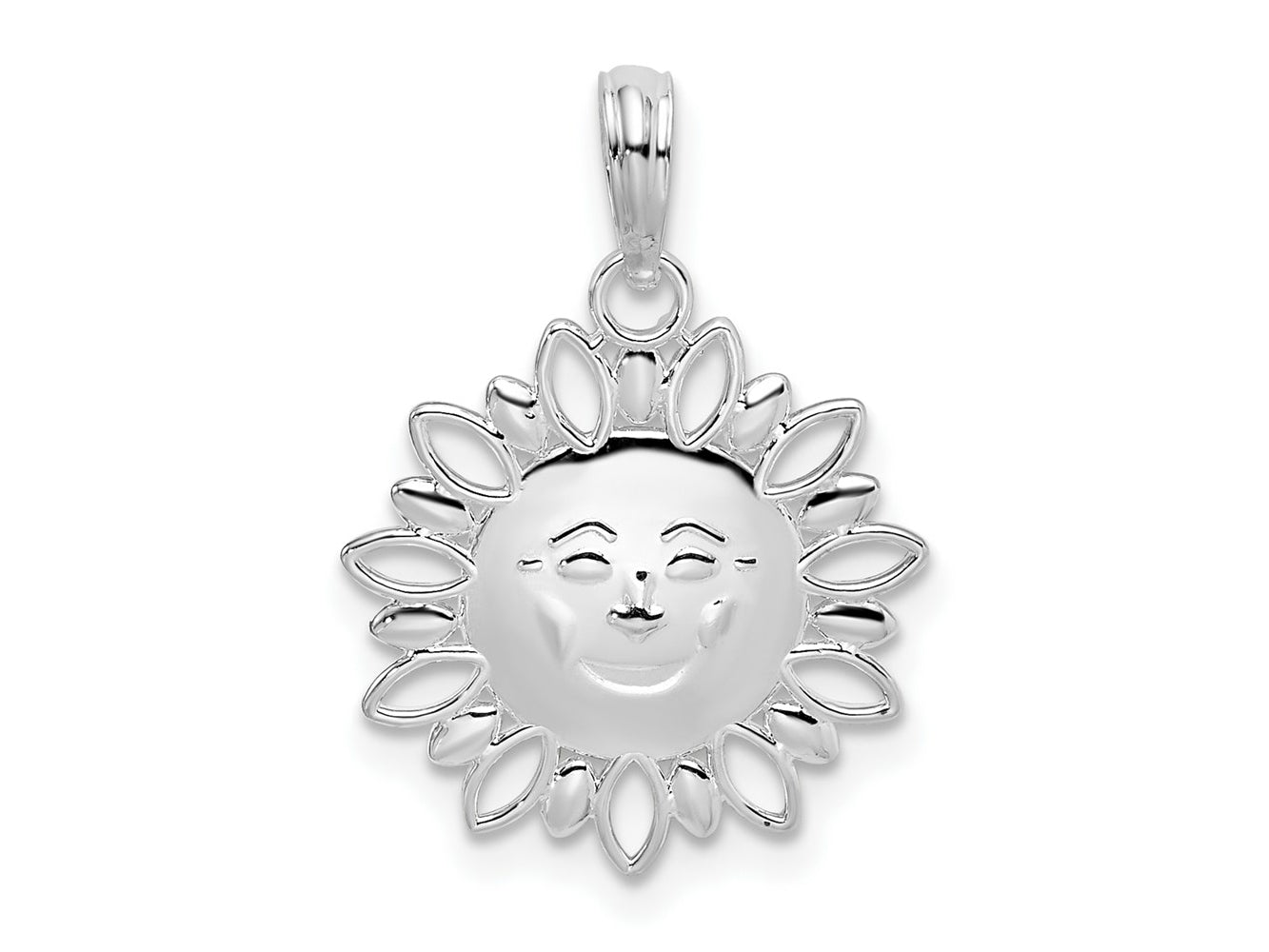 FJC Finejewelers 925 Sterling Silver Rhodium Plated Polished Smiling Sun Charm 15 mm