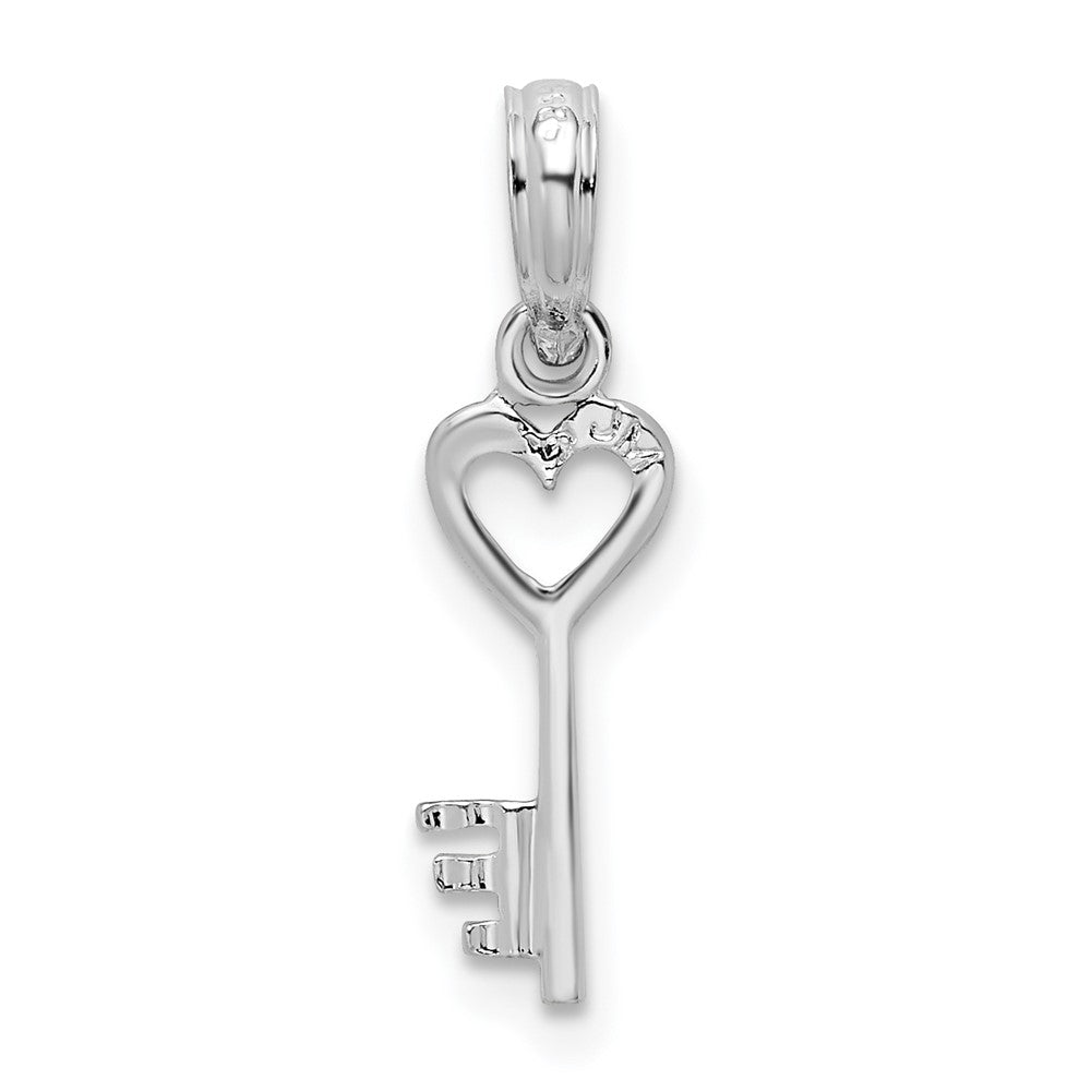 FJC Finejewelers 925 Sterling Silver Rhodium Plated Polished Key with Heart Top Charm 14 mm