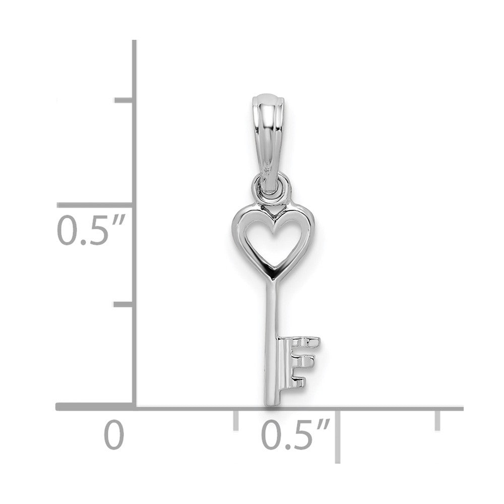 FJC Finejewelers 925 Sterling Silver Rhodium Plated Polished Key with Heart Top Charm 14 mm