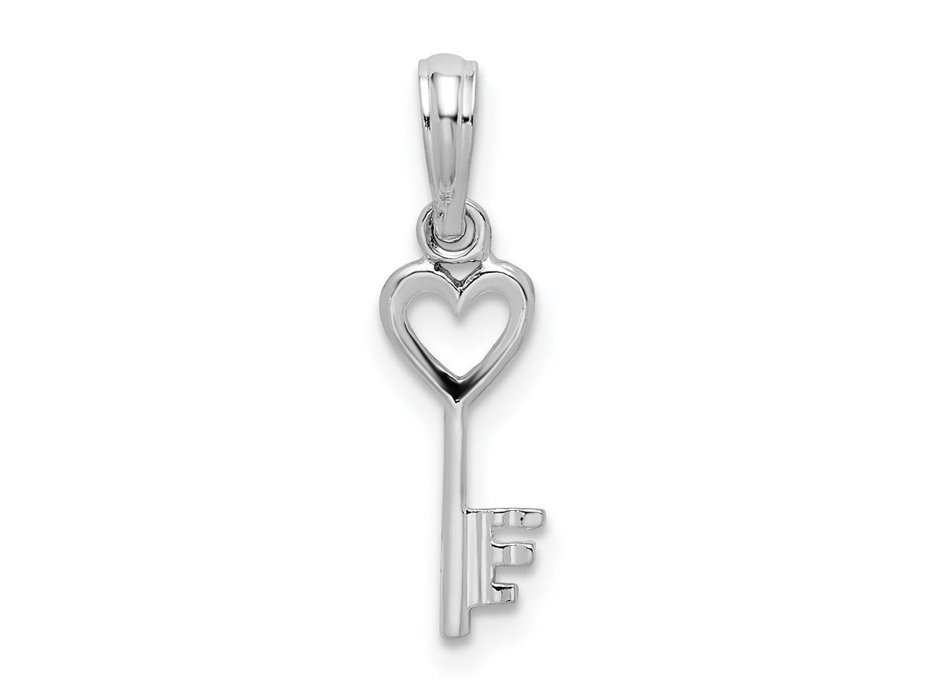 FJC Finejewelers 925 Sterling Silver Rhodium Plated Polished Key with Heart Top Charm 14 mm
