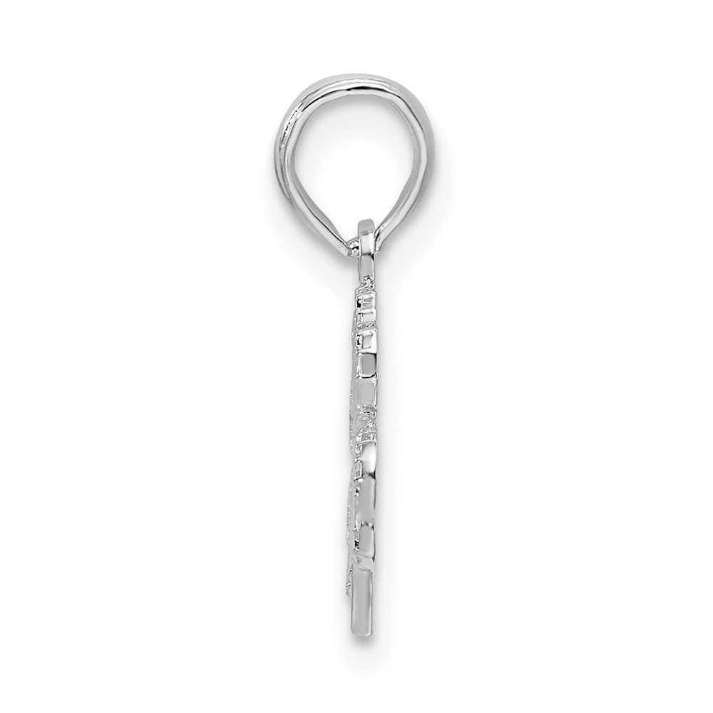FJC Finejewelers 925 Sterling Silver Rhodium Plated Polished/Textured Shamrock Charm 9 mm