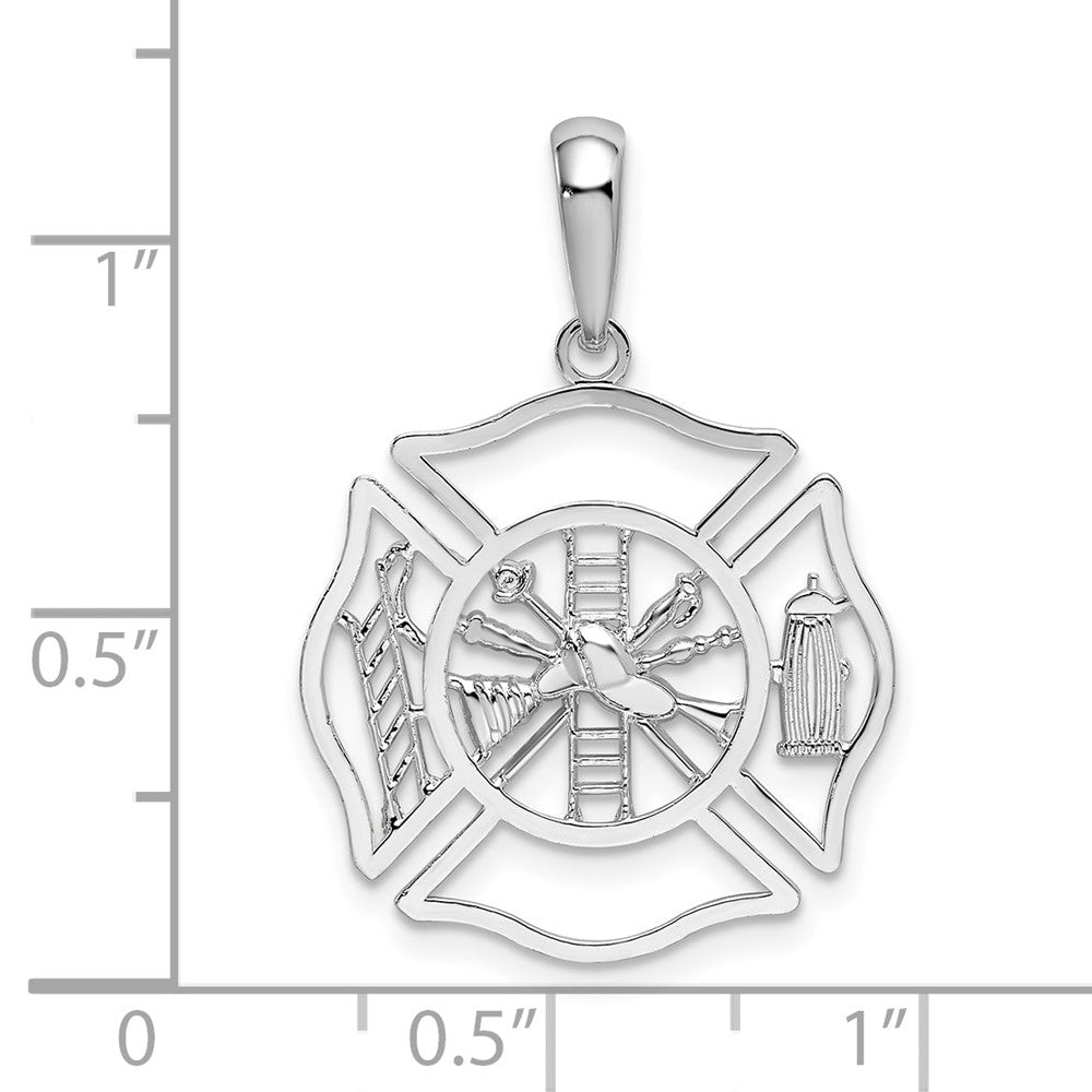FJC Finejewelers 925 Sterling Silver Polished Cut-out Fireman Shield Charm 29 x 20 mm