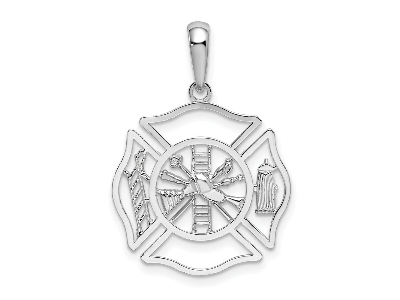 FJC Finejewelers 925 Sterling Silver Polished Cut-out Fireman Shield Charm 29 x 20 mm