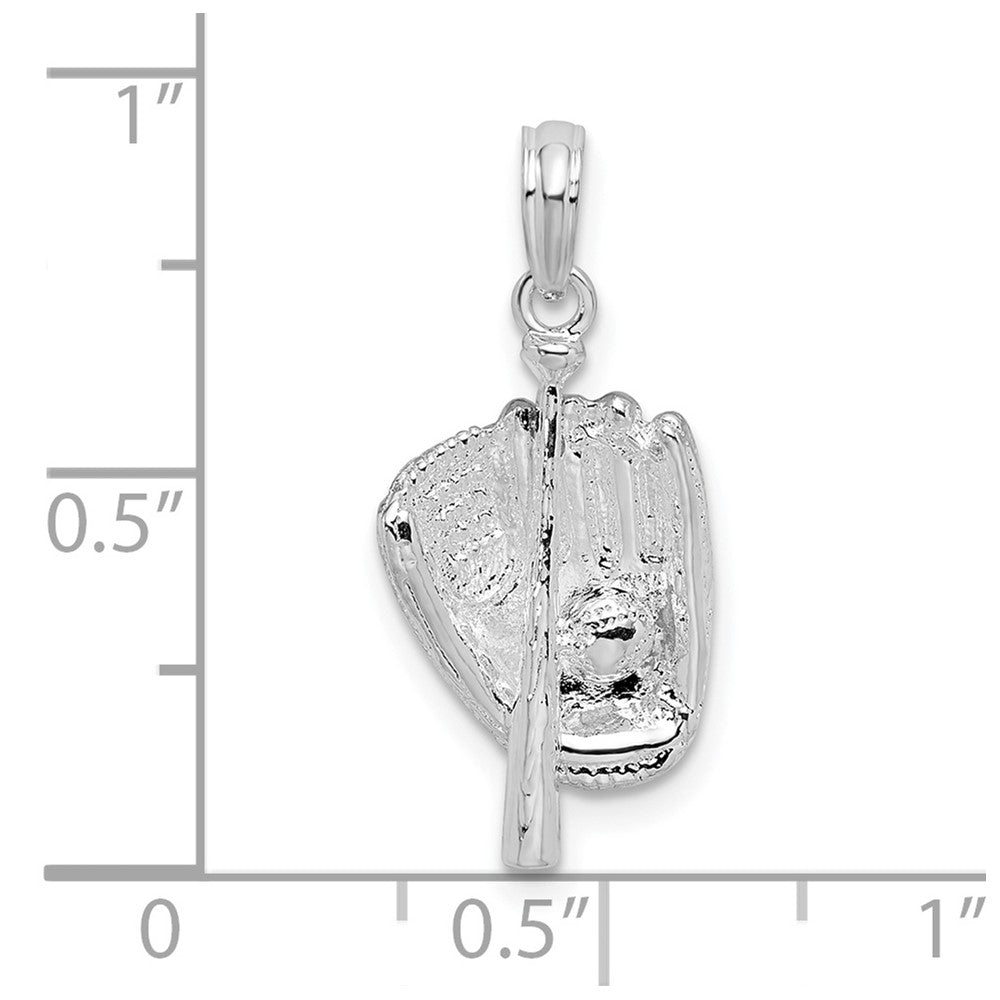 FJC Finejewelers 925 Sterling Silver Rhodium Plated Polished 3D Baseball/Bat/Glove Charm 11 mm