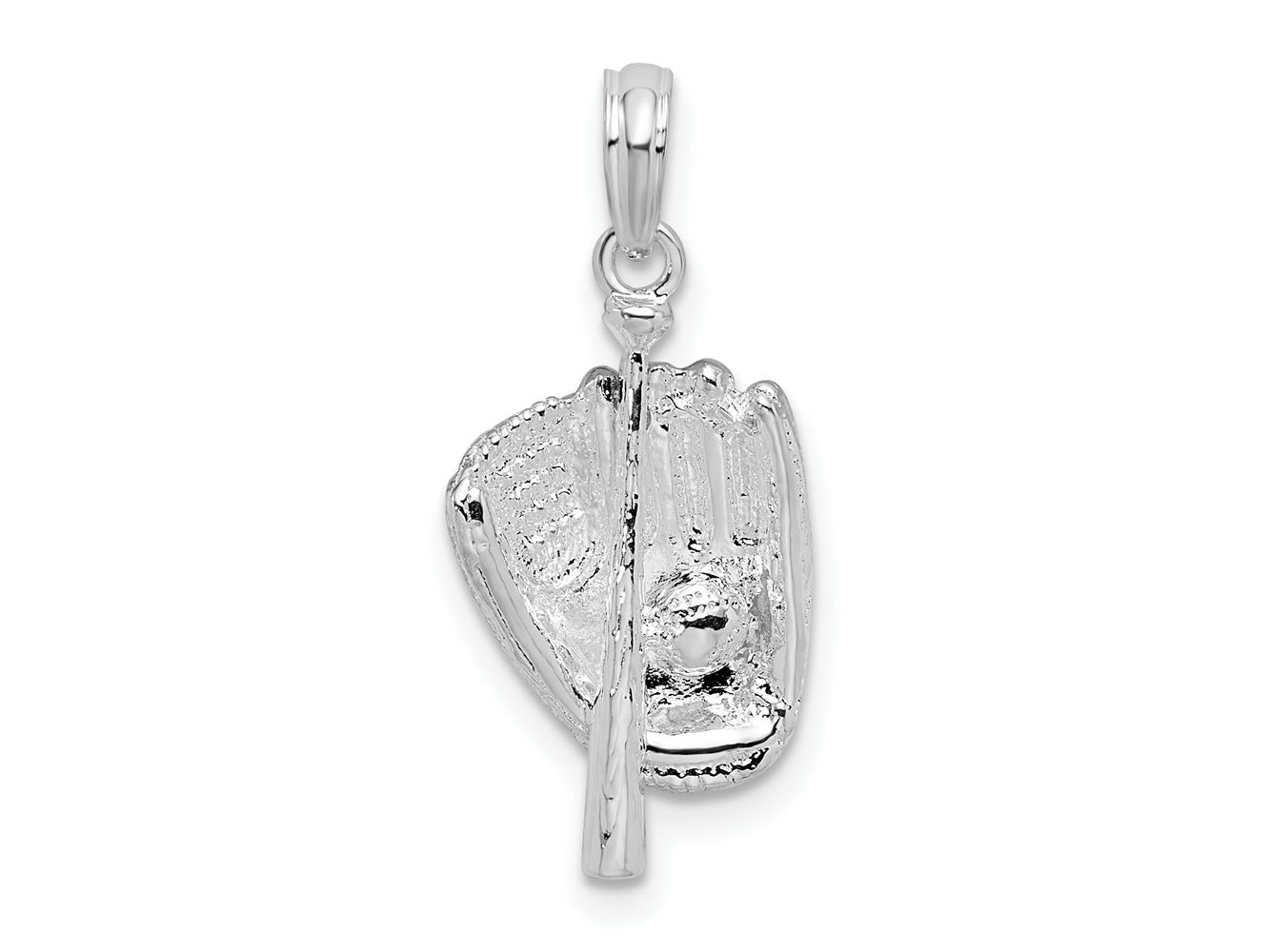FJC Finejewelers 925 Sterling Silver Rhodium Plated Polished 3D Baseball/Bat/Glove Charm 11 mm