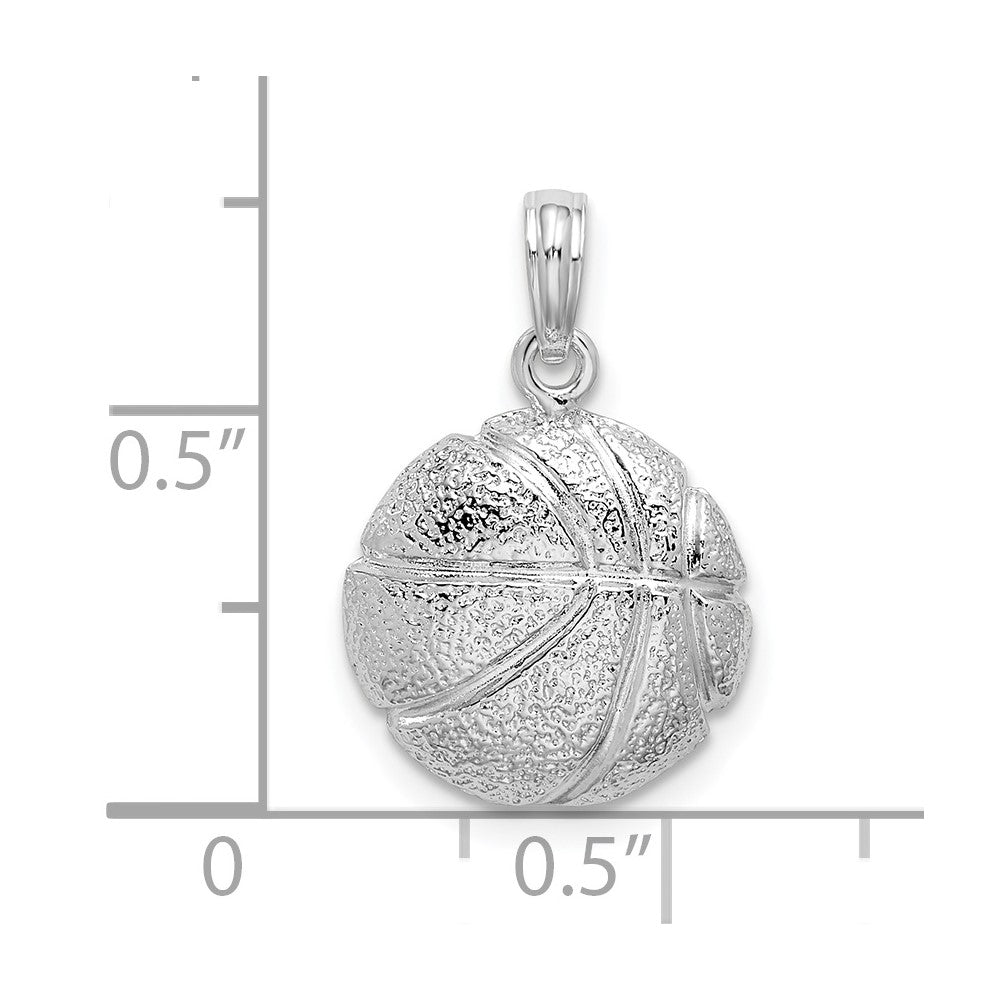 FJC Finejewelers 925 Sterling Silver Rhodium Plated Polished Basketball Charm 13 mm
