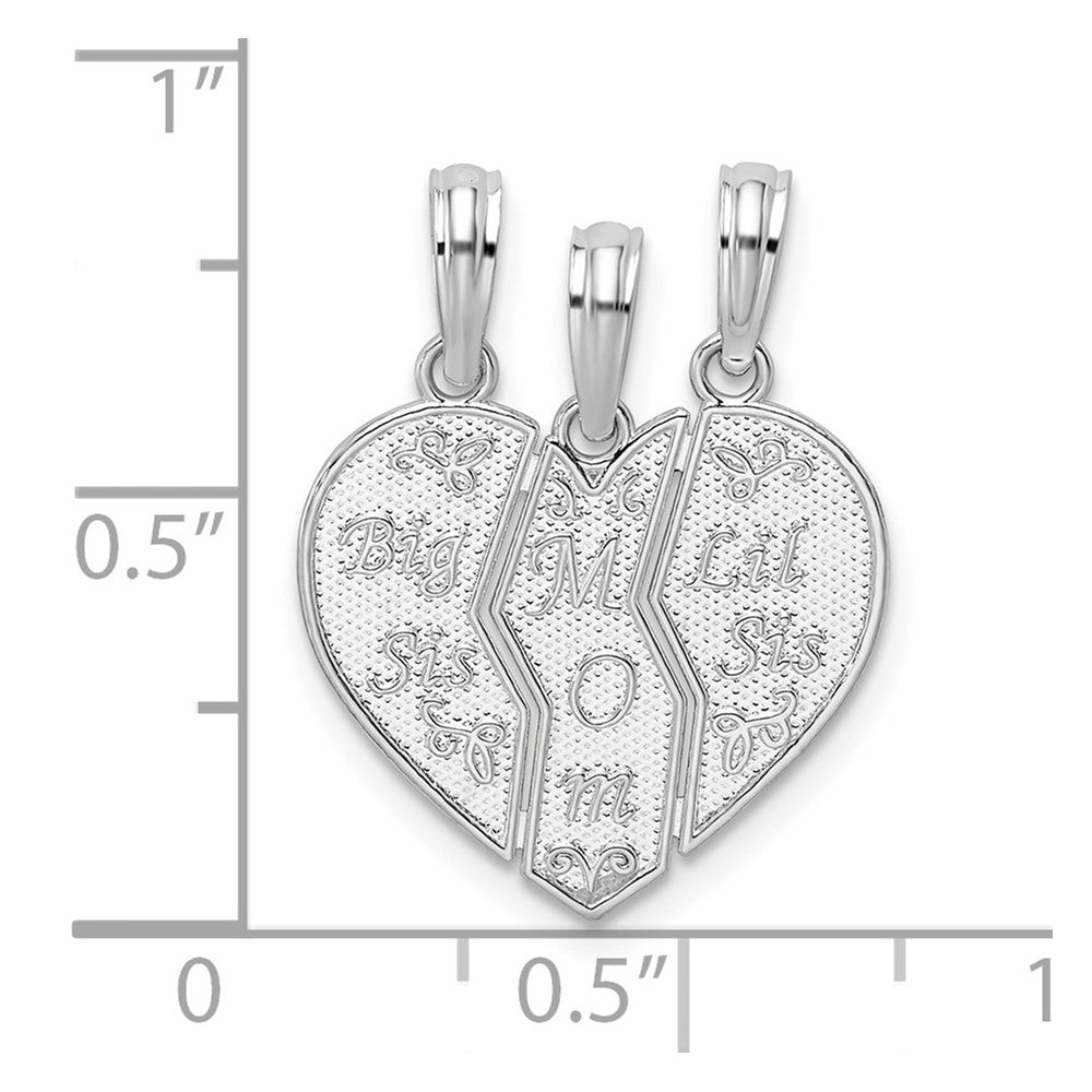 FJC Finejewelers 925 Sterling Silver Textured Big Sis/Mom/Lil Sis Break Apart Charm