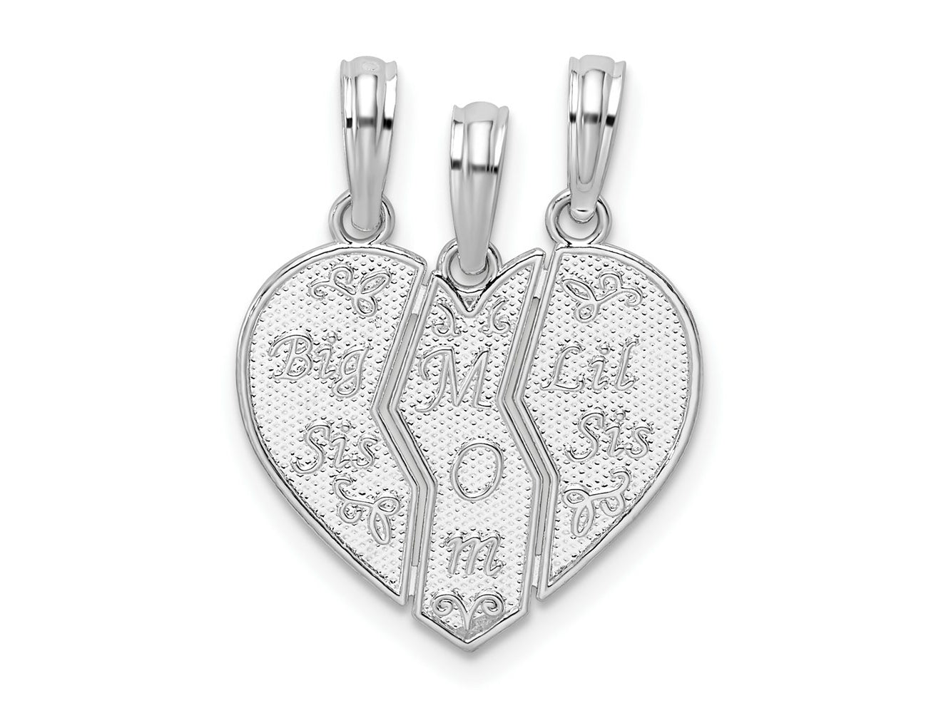 FJC Finejewelers 925 Sterling Silver Textured Big Sis/Mom/Lil Sis Break Apart Charm