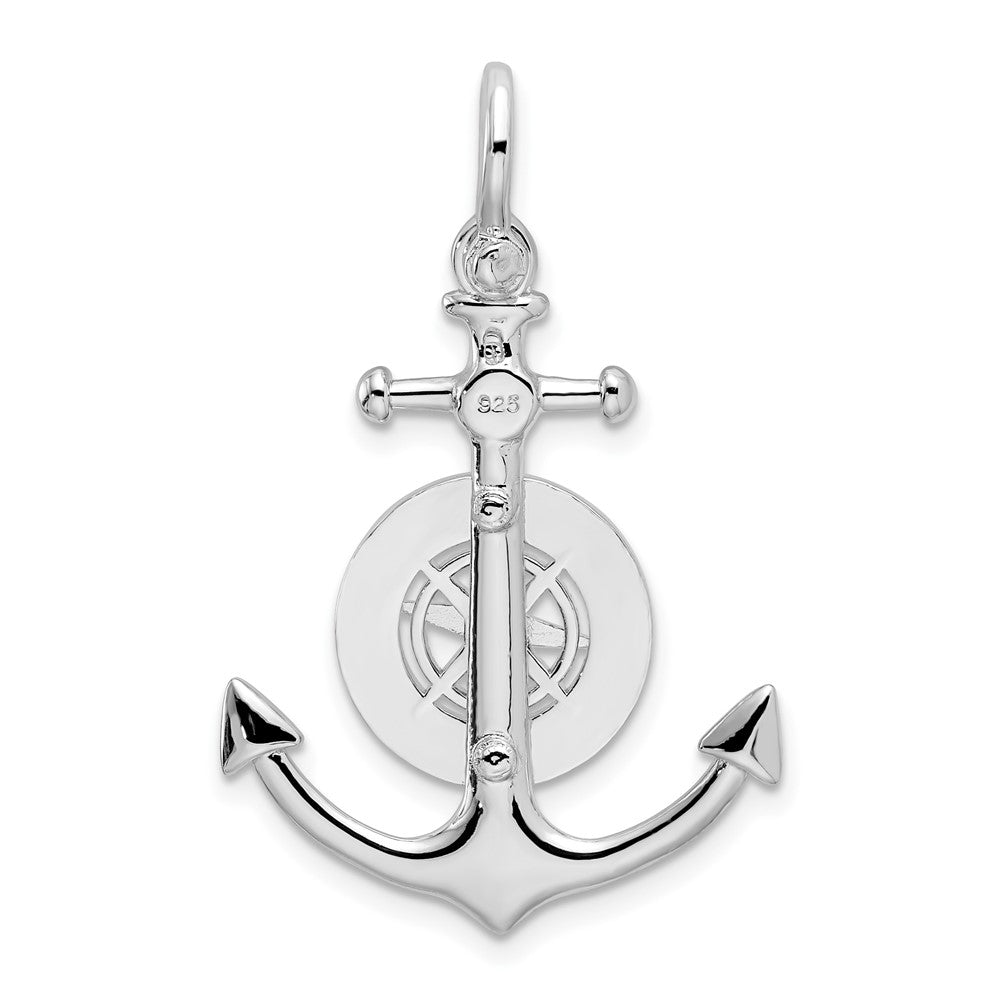 FJC Finejewelers 925 Sterling Silver Rhodium Plated 3D Small Anchor with Compass Charm 33 x 21 mm