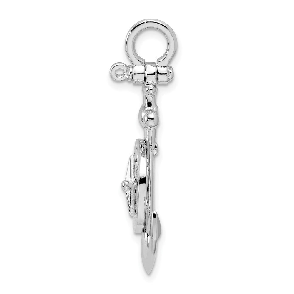 FJC Finejewelers 925 Sterling Silver Rhodium Plated 3D Small Anchor with Compass Charm 33 x 21 mm