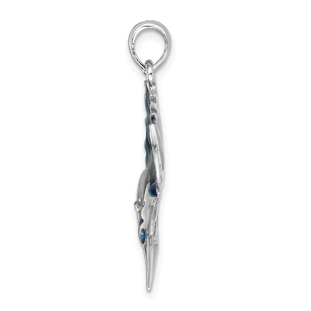 FJC Finejewelers 925 Sterling Silver Rhodium Plated Polished Enameled Sailfish Charm 34 x 40 mm