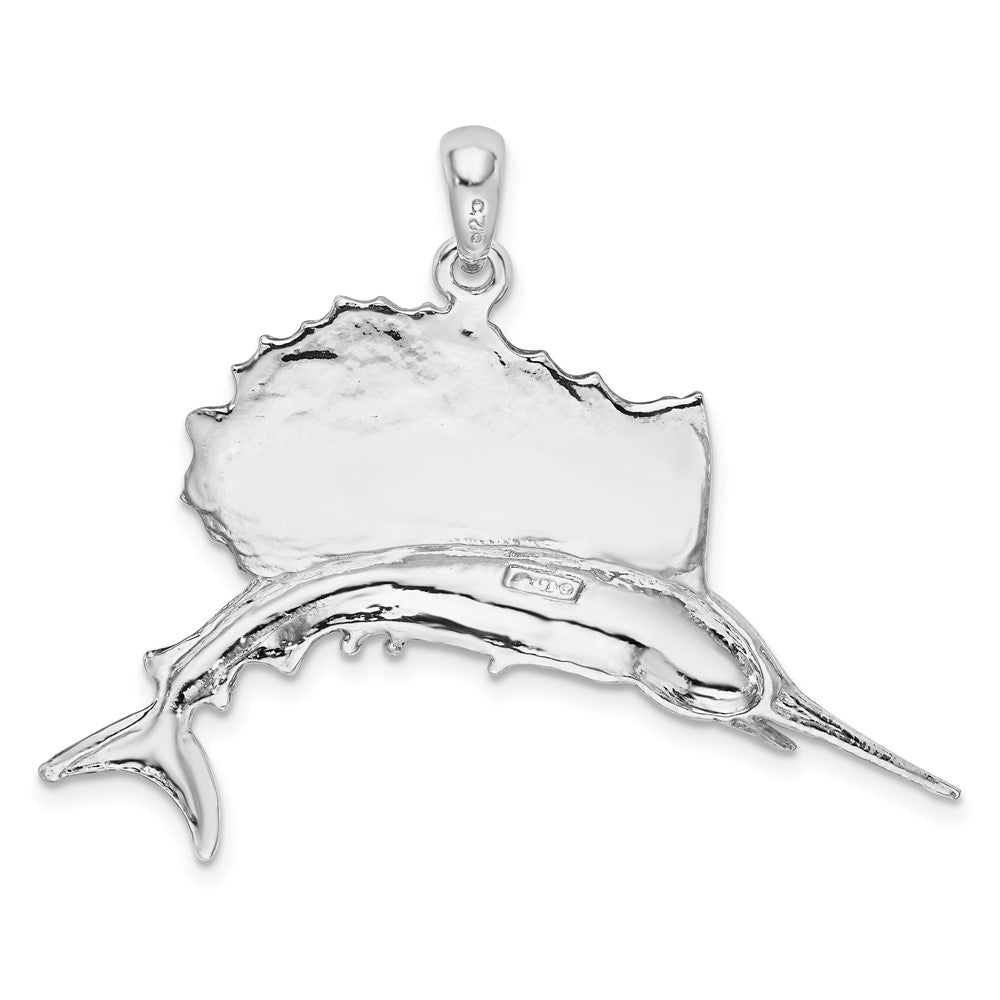 FJC Finejewelers 925 Sterling Silver Rhodium Plated Polished Enameled Sailfish Charm 34 x 40 mm