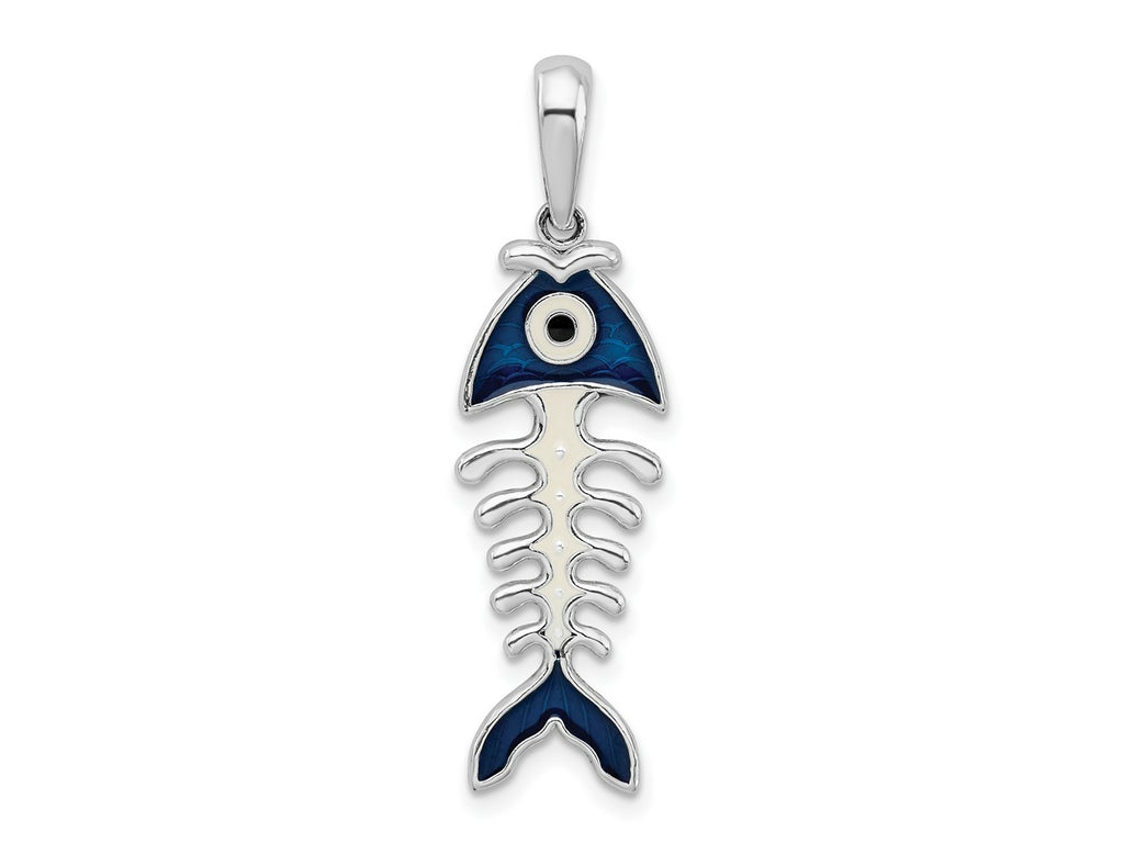 FJC Finejewelers 925 Sterling Silver Rhodium Plated Polished 3D Enameled Fishbone Charm 34 x 9 mm