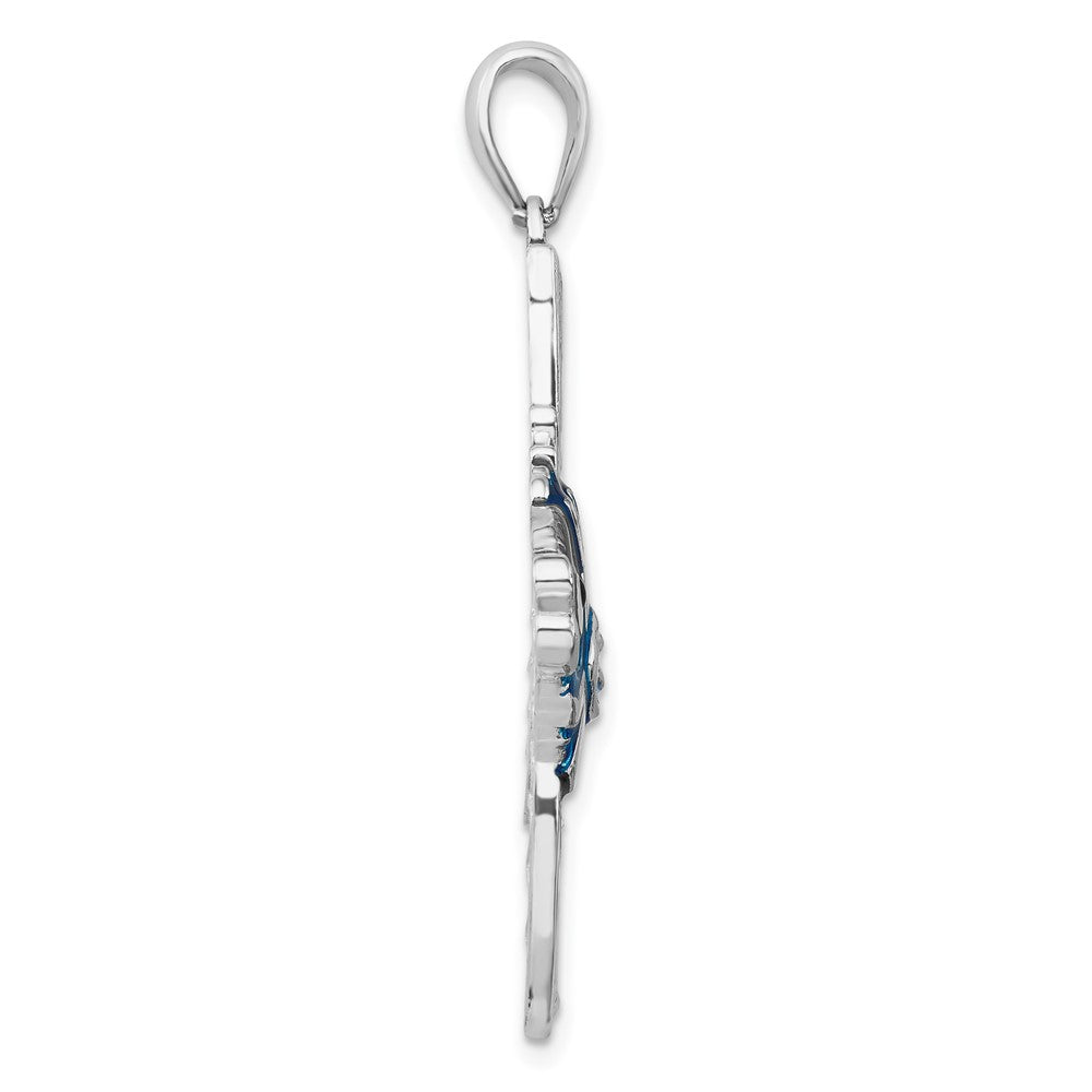 FJC Finejewelers 925 Sterling Silver Rhodium Plated Polished Enameled Angel Fish Charm 40 x 25 mm