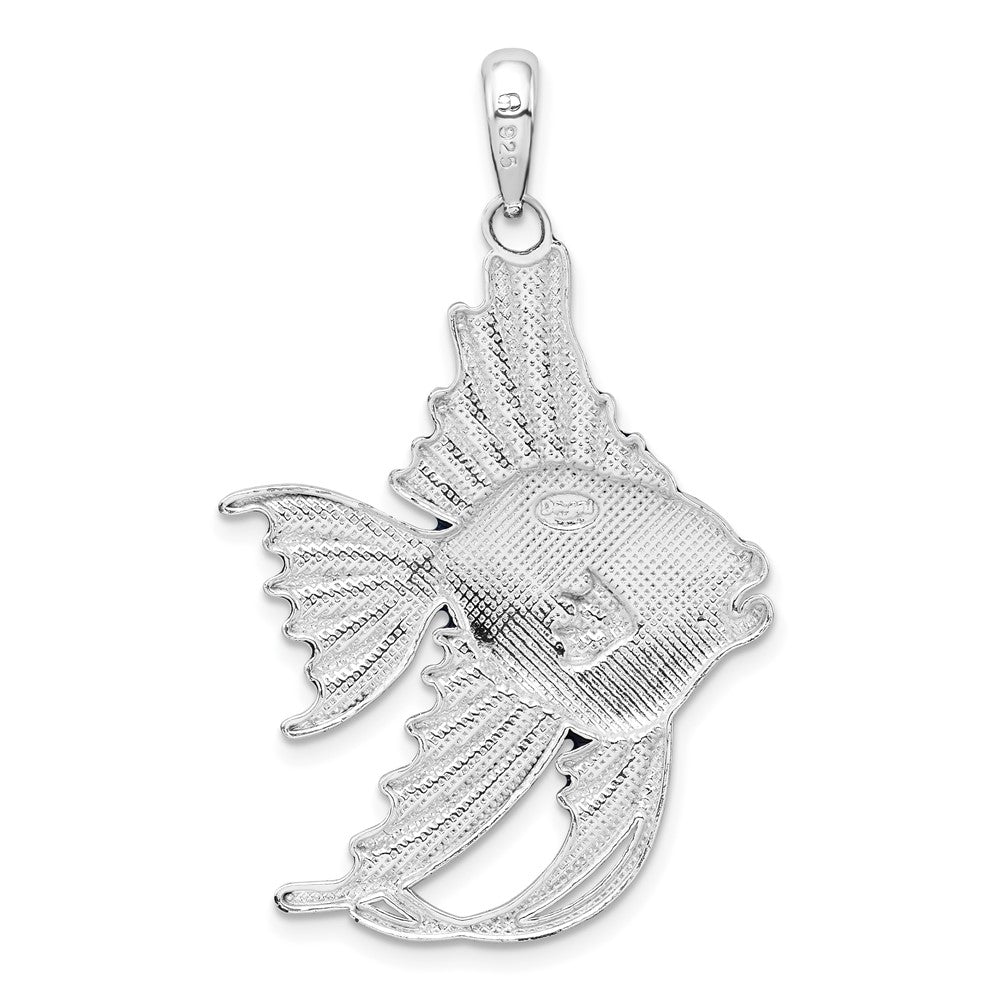 FJC Finejewelers 925 Sterling Silver Rhodium Plated Polished Enameled Angel Fish Charm 40 x 25 mm