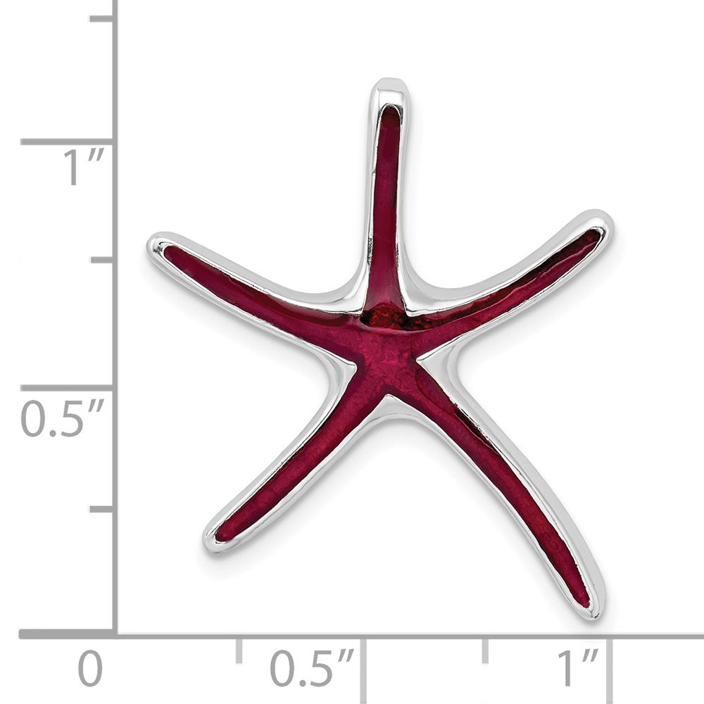 FJC Finejewelers 925 Sterling Silver Rhodium Plated Polished Enameled Dancing Starfish Slide 27 x 23 mm