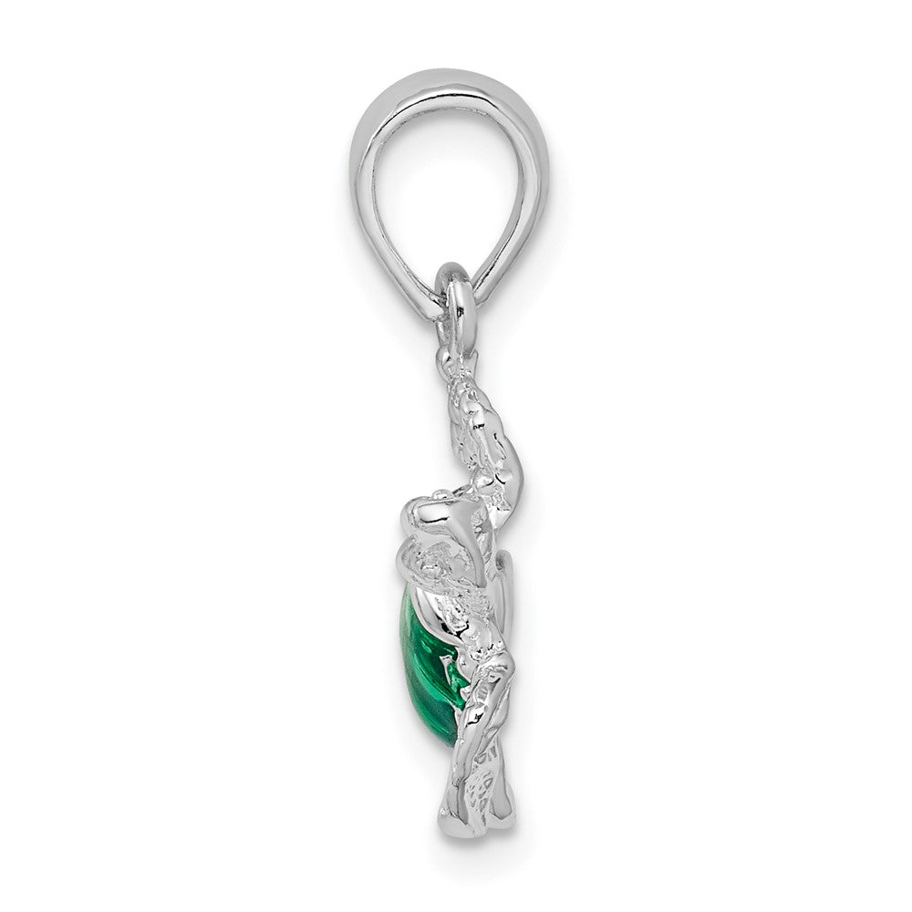 FJC Finejewelers 925 Sterling Silver Rhodium Plated Polished Enameled Sea Turtle Charm 22 x 18 mm