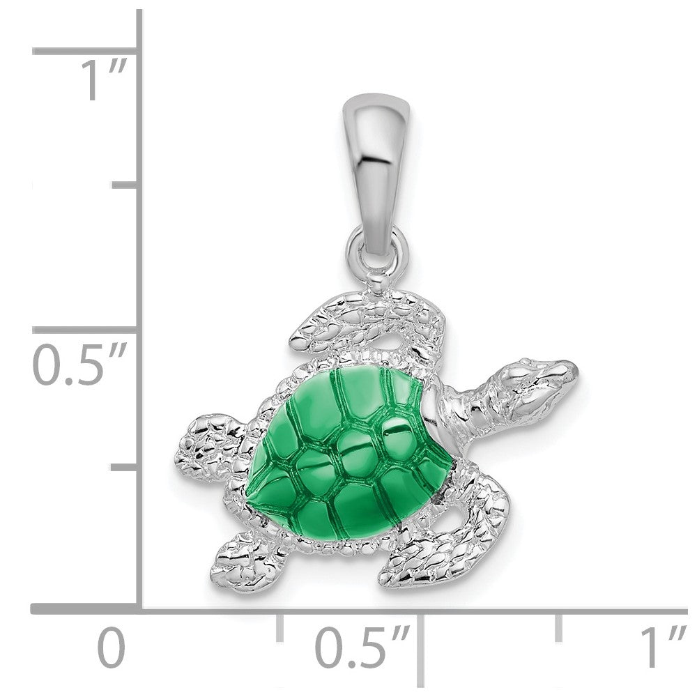 FJC Finejewelers 925 Sterling Silver Rhodium Plated Polished Enameled Sea Turtle Charm 22 x 18 mm