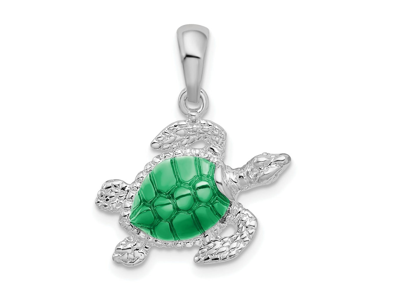 FJC Finejewelers 925 Sterling Silver Rhodium Plated Polished Enameled Sea Turtle Charm 22 x 18 mm
