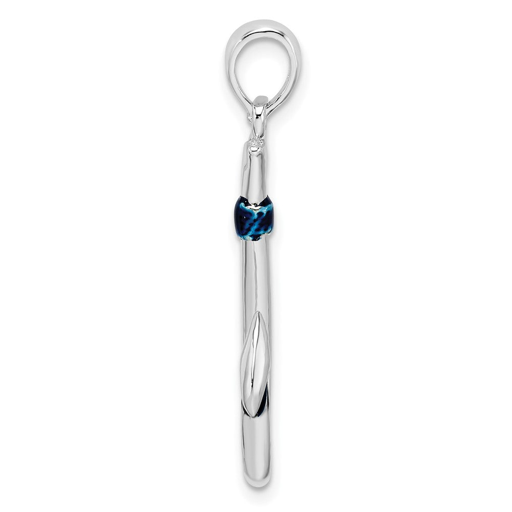 FJC Finejewelers 925 Sterling Silver Rhodium Plated Polished 3D Enameled Fish Hook Charm 31 x 12 mm