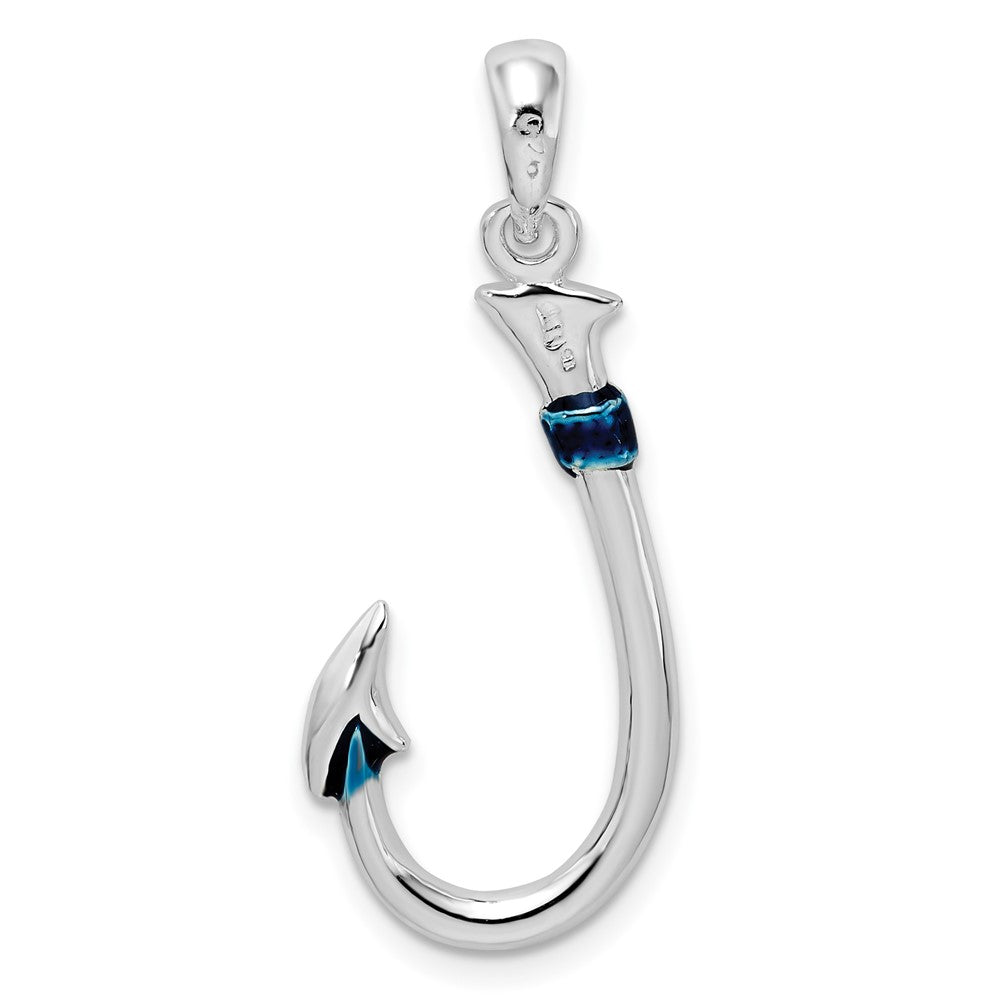 FJC Finejewelers 925 Sterling Silver Rhodium Plated Polished 3D Enameled Fish Hook Charm 31 x 12 mm