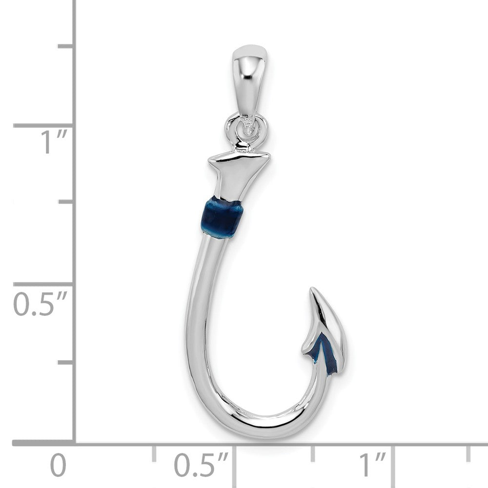 FJC Finejewelers 925 Sterling Silver Rhodium Plated Polished 3D Enameled Fish Hook Charm 31 x 12 mm