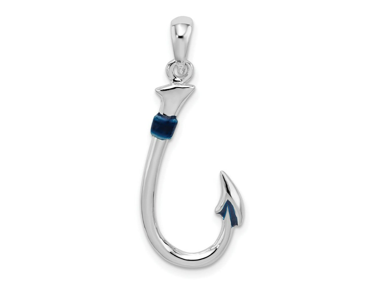 FJC Finejewelers 925 Sterling Silver Rhodium Plated Polished 3D Enameled Fish Hook Charm 31 x 12 mm