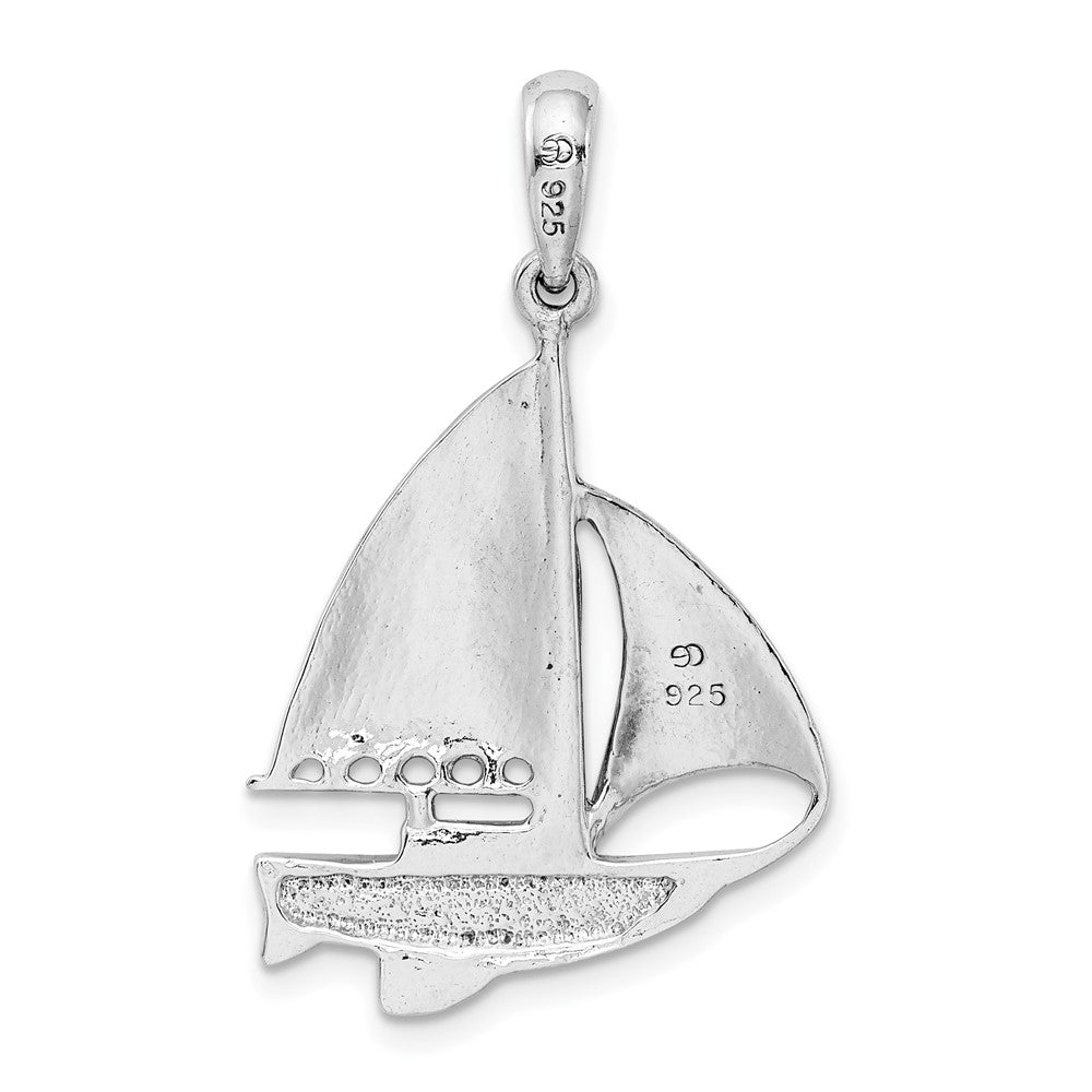 FJC Finejewelers 925 Sterling Silver Rhodium Plated Polished Enameled Sailboat Charm 32 x 19 mm