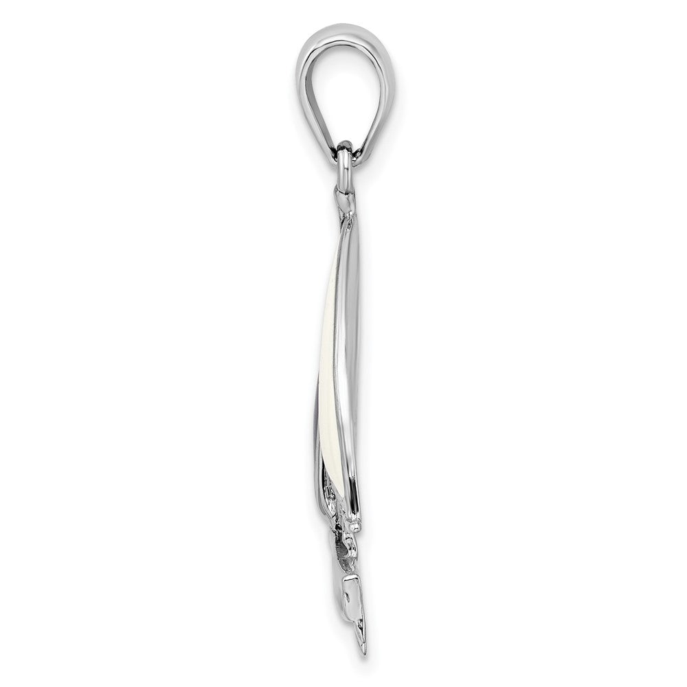 FJC Finejewelers 925 Sterling Silver Rhodium Plated Polished Enameled Sailboat Charm 32 x 19 mm
