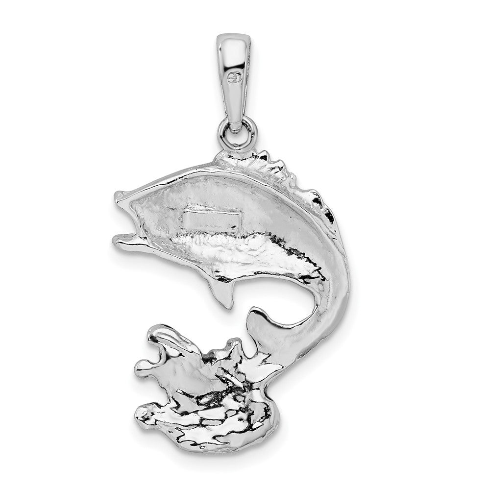 FJC Finejewelers 925 Sterling Silver Rhodium Plated Enameled Jumping Bass Fish Charm 30 x 19 mm