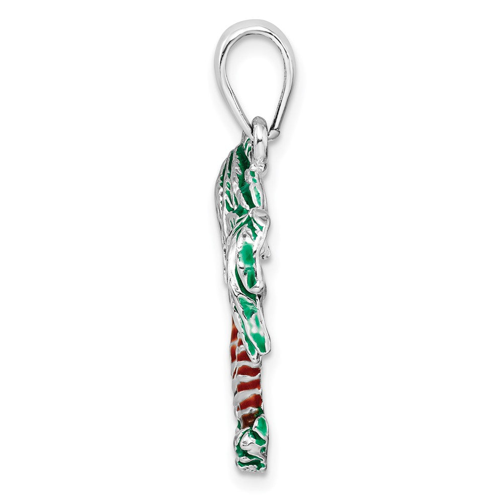 FJC Finejewelers 925 Sterling Silver Rhodium Plated Polished Enameled Palm Trees Charm 30 x 21 mm