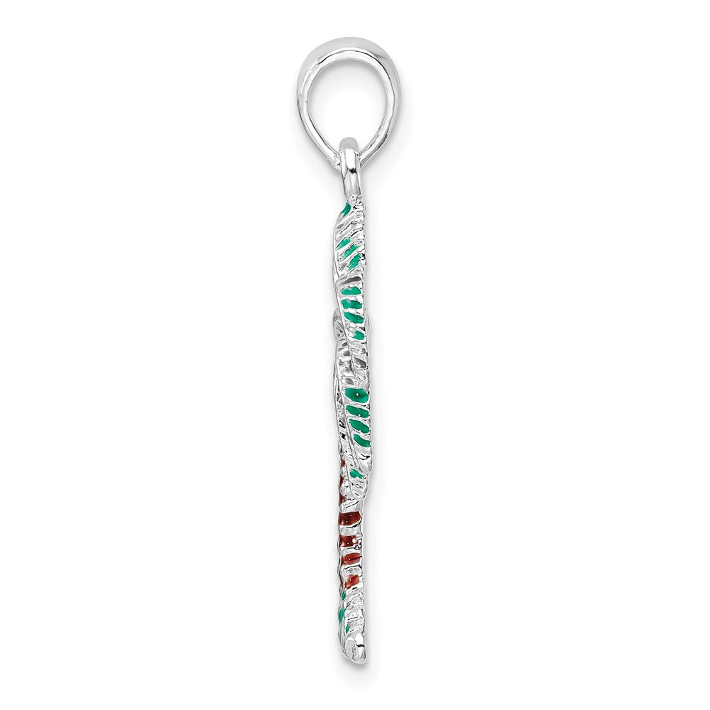 FJC Finejewelers 925 Sterling Silver Rhodium Plated Polished Enameled Palmetto Charm 31 x 12 mm