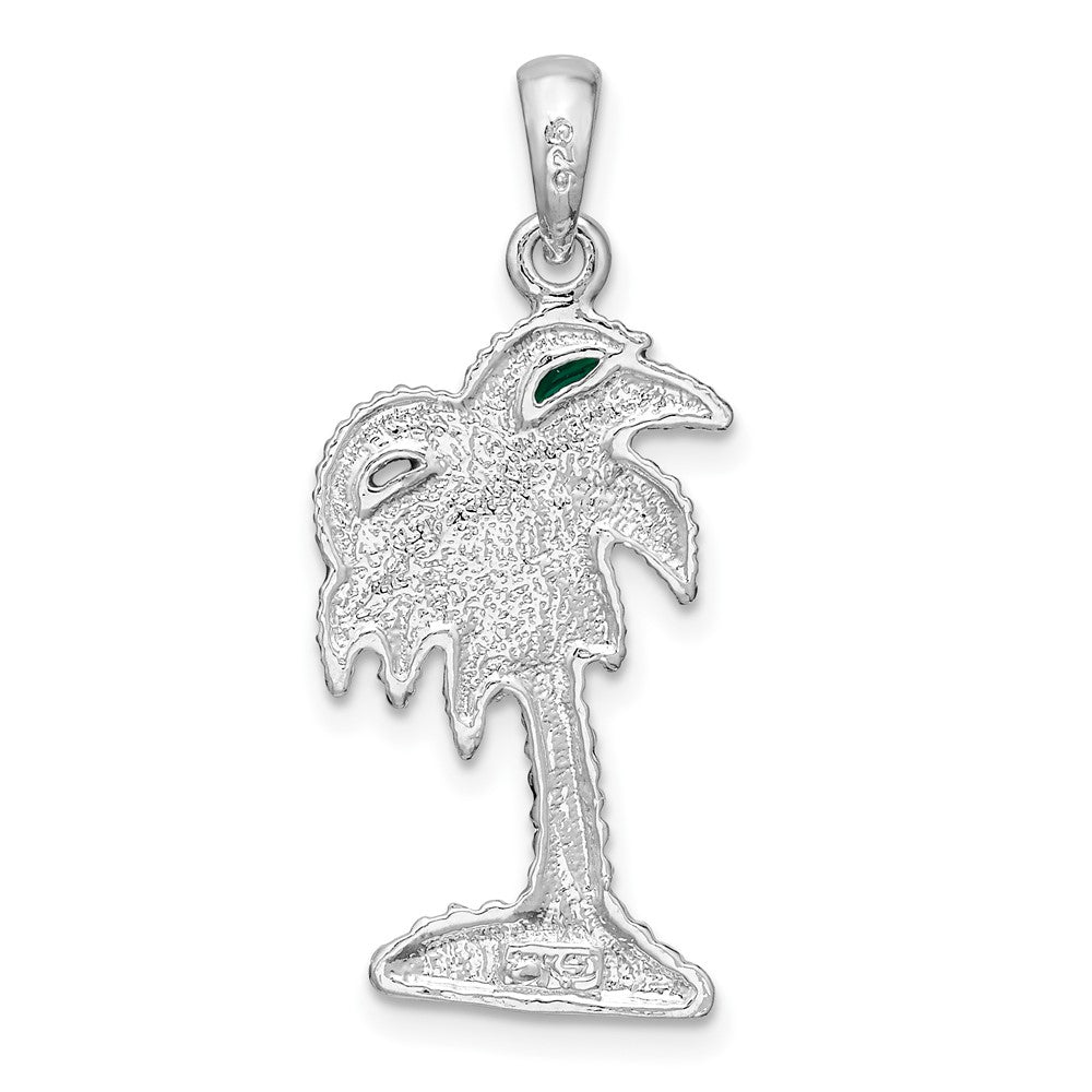 FJC Finejewelers 925 Sterling Silver Rhodium Plated Polished Enameled Palmetto Charm 31 x 12 mm