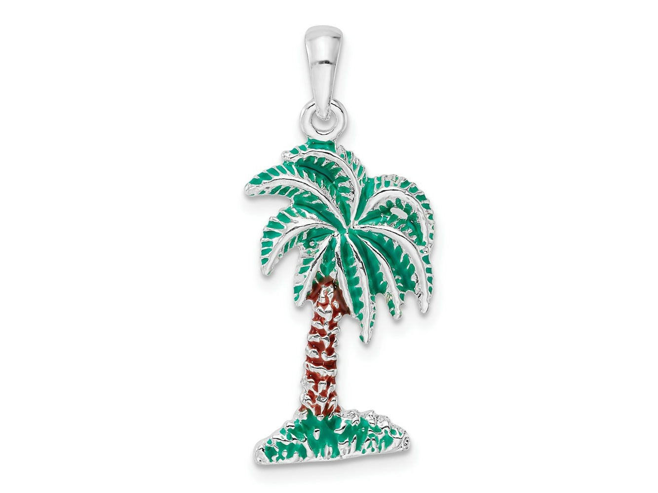 FJC Finejewelers 925 Sterling Silver Rhodium Plated Polished Enameled Palmetto Charm 31 x 12 mm