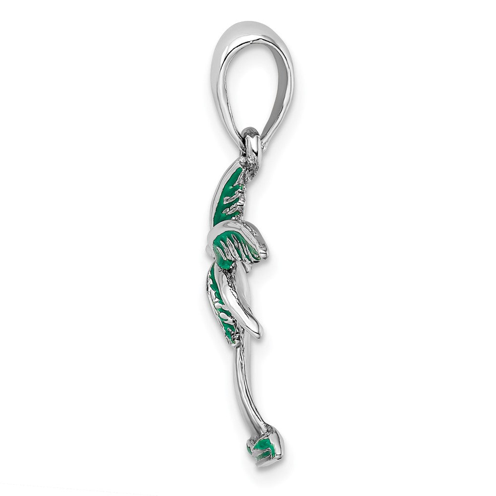 FJC Finejewelers 925 Sterling Silver Rhodium Plated Polished Enameled Palm Tree Charm 27 x 16 mm