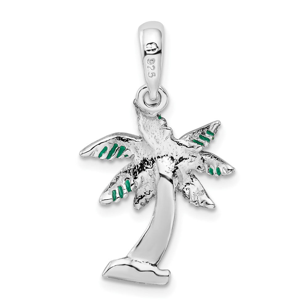FJC Finejewelers 925 Sterling Silver Rhodium Plated Polished Enameled Palm Tree Charm 27 x 16 mm