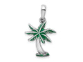 FJC Finejewelers 925 Sterling Silver Rhodium Plated Polished Enameled Palm Tree Charm 27 x 16 mm